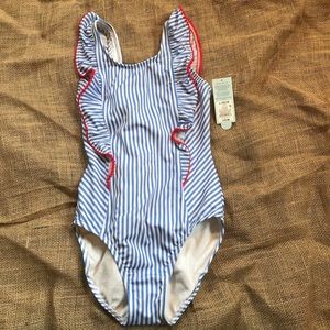 NWT girls one piece swimsuit cat and Jack striped